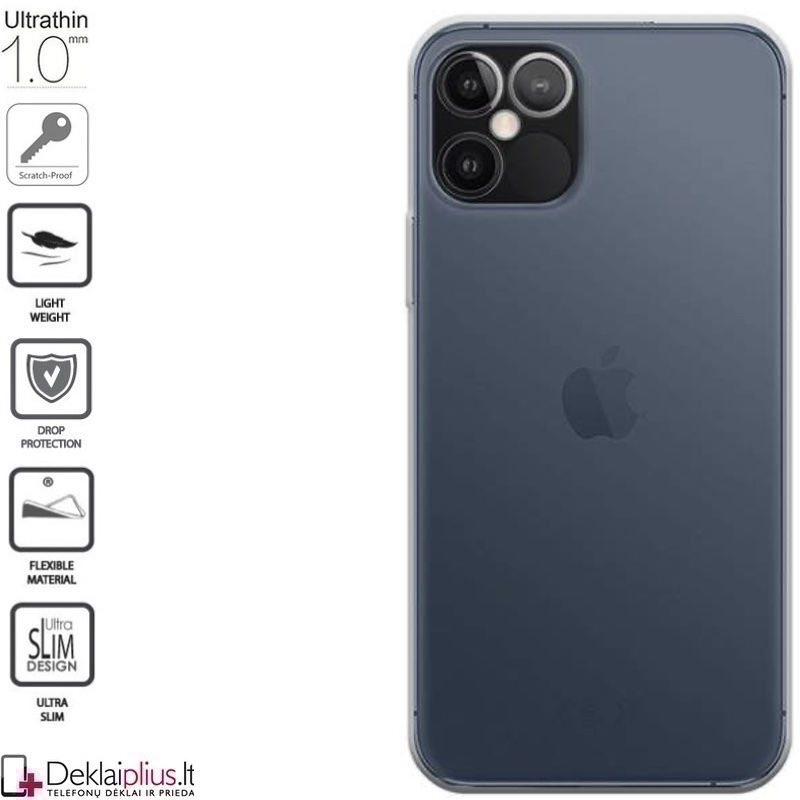 Silikoninis dėklas 1.0 mm storio - permatomas (Apple Iphone 12 Pro Max) Silikoninis dėklas 1.0 mm storio - permatomas (Apple Iphone 12 Pro Max)